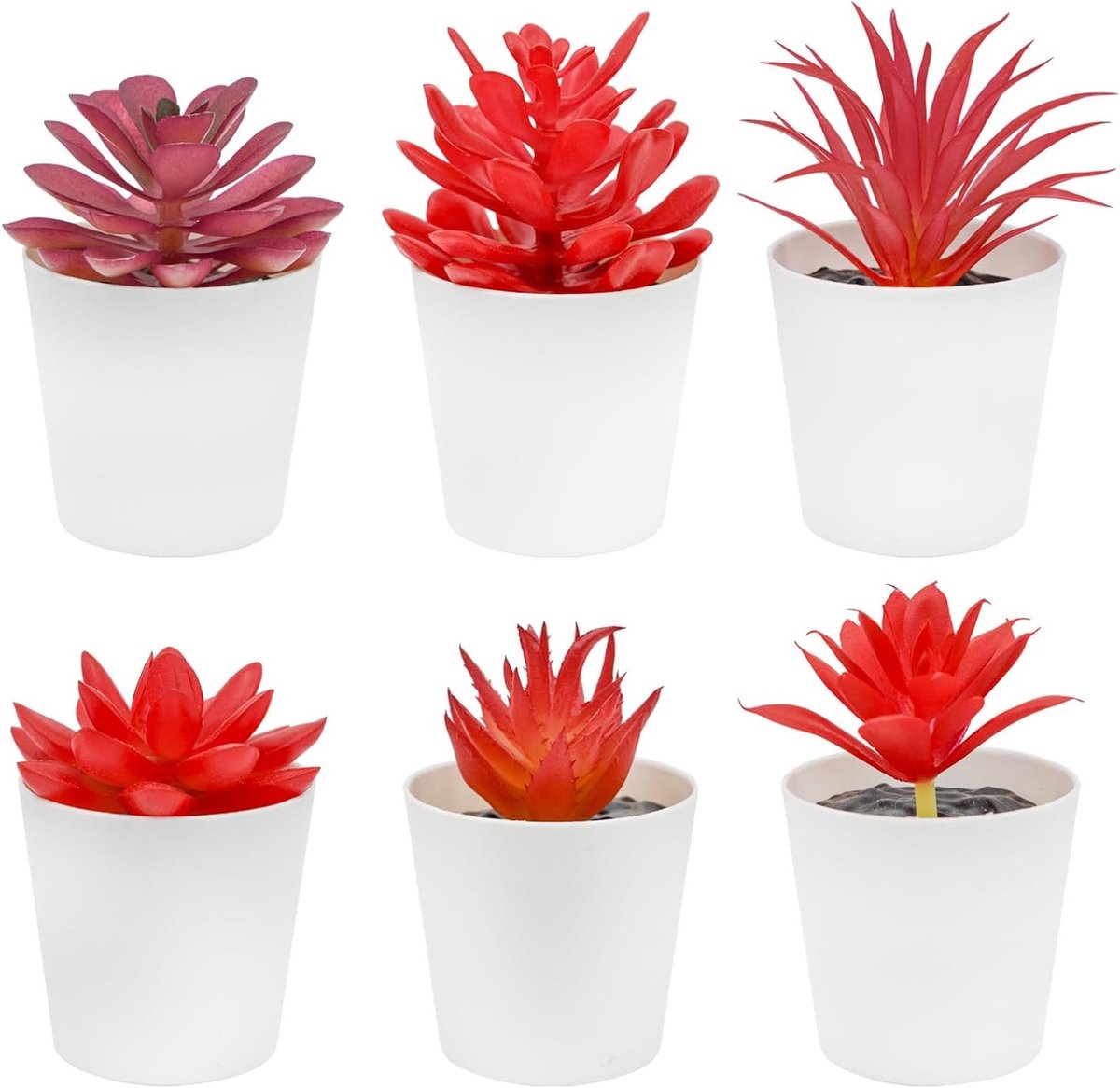 Set van 6 Kunstplanten met Vetplanten in Potten voor Thuisdecoratie, Kantoor en Slaapkamer