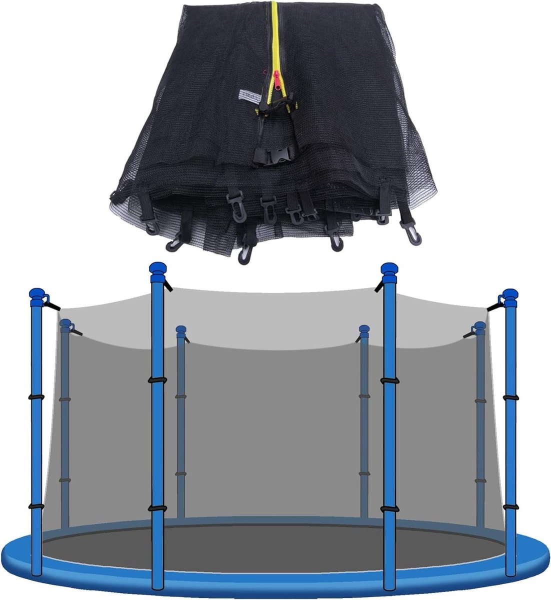 Trampoline Veiligheidsnet - Trampoline Net - Veilig Springen - Scheurbestendig Materiaal - 6FT / 183cm - Zwart