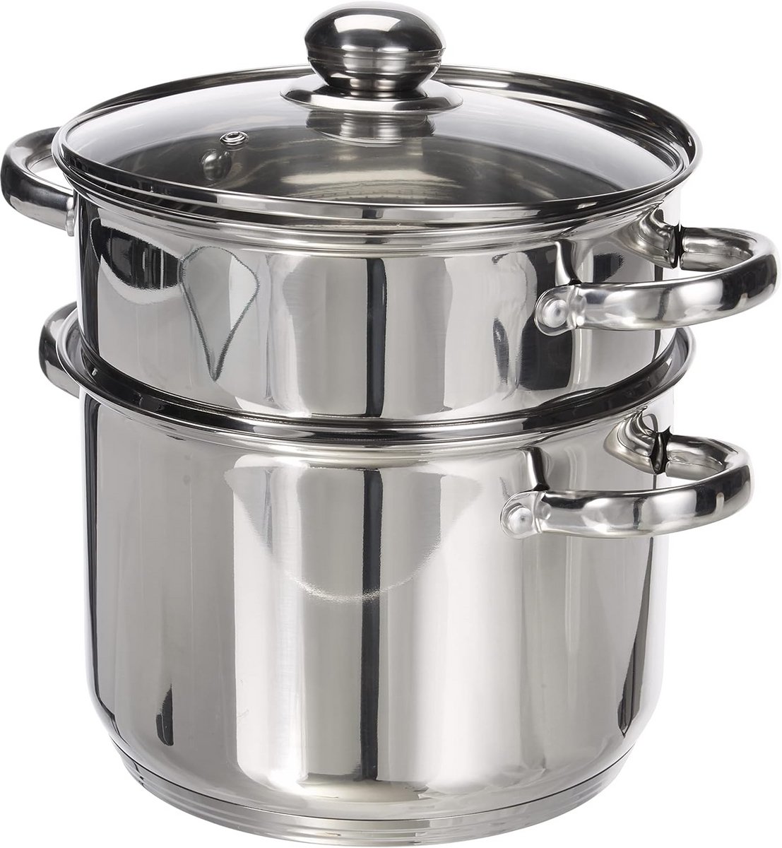 Couscouspan Stoompan 3-in-1 Kookpot Gezond Koken Roestvrij Staal 6 Liter Grijs