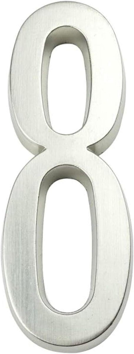 Huisnummer - Zelfklevend cijfer - Deurdecoratie - Zinklegering - 101 mm - Zilver