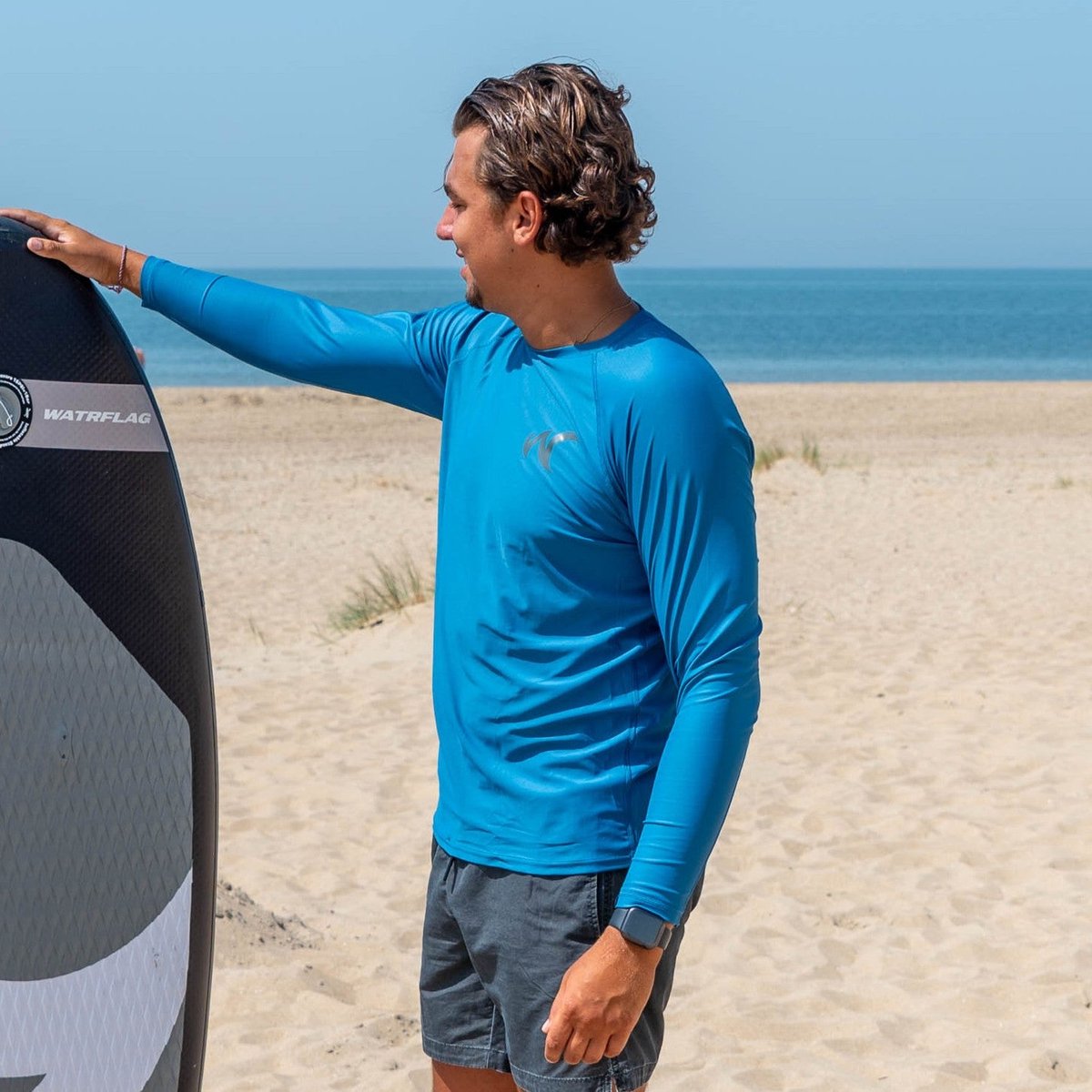 Watrflag Rashguard Barcelona LS - Heren - Blauw - UV beschermend surf shirt bodyfit XS