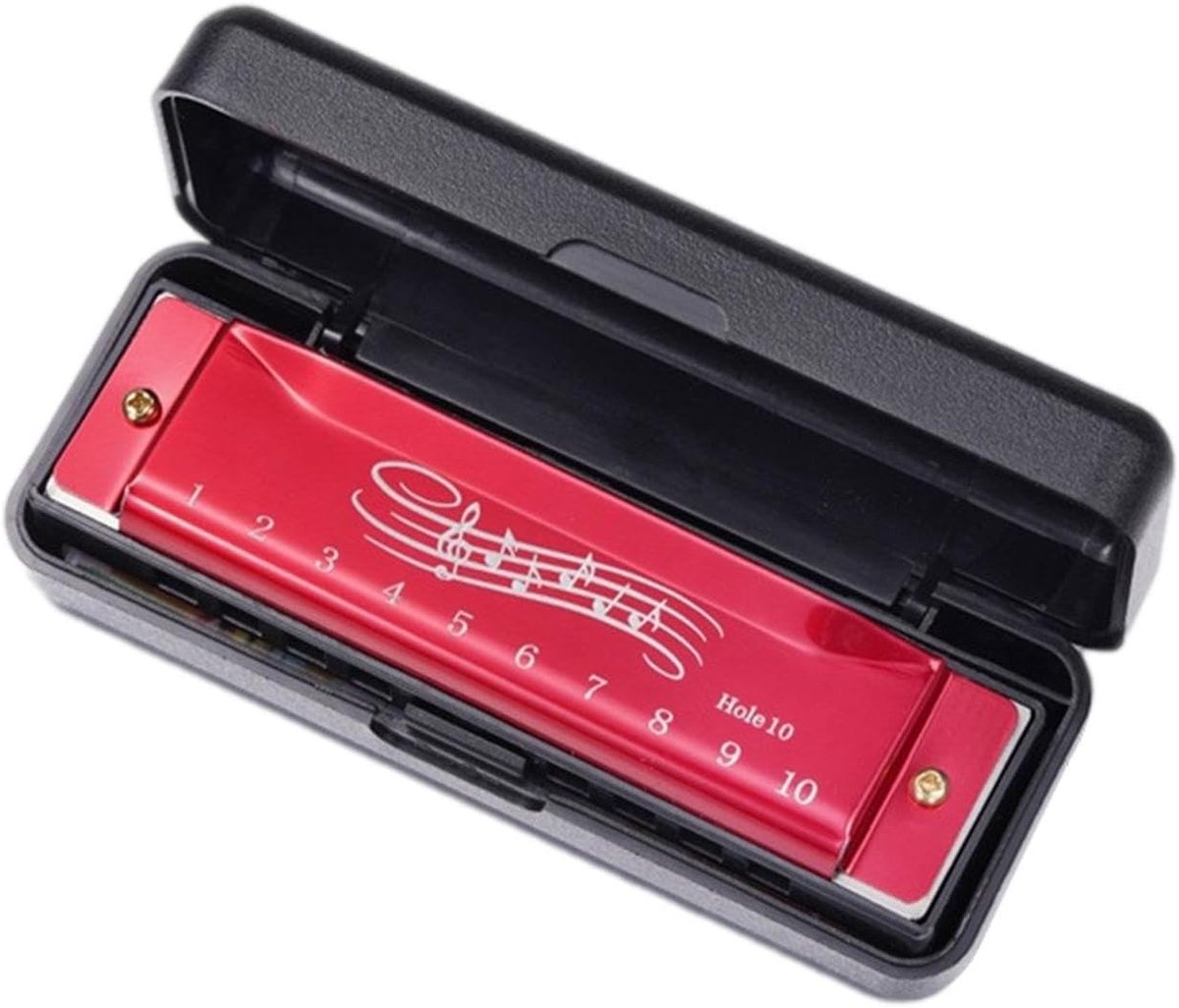 Diatonische Mondharmonica - Blues Harp - Muziek Leren Spelen - 10 Gaten 20 Tonen - 12 cm - Rood