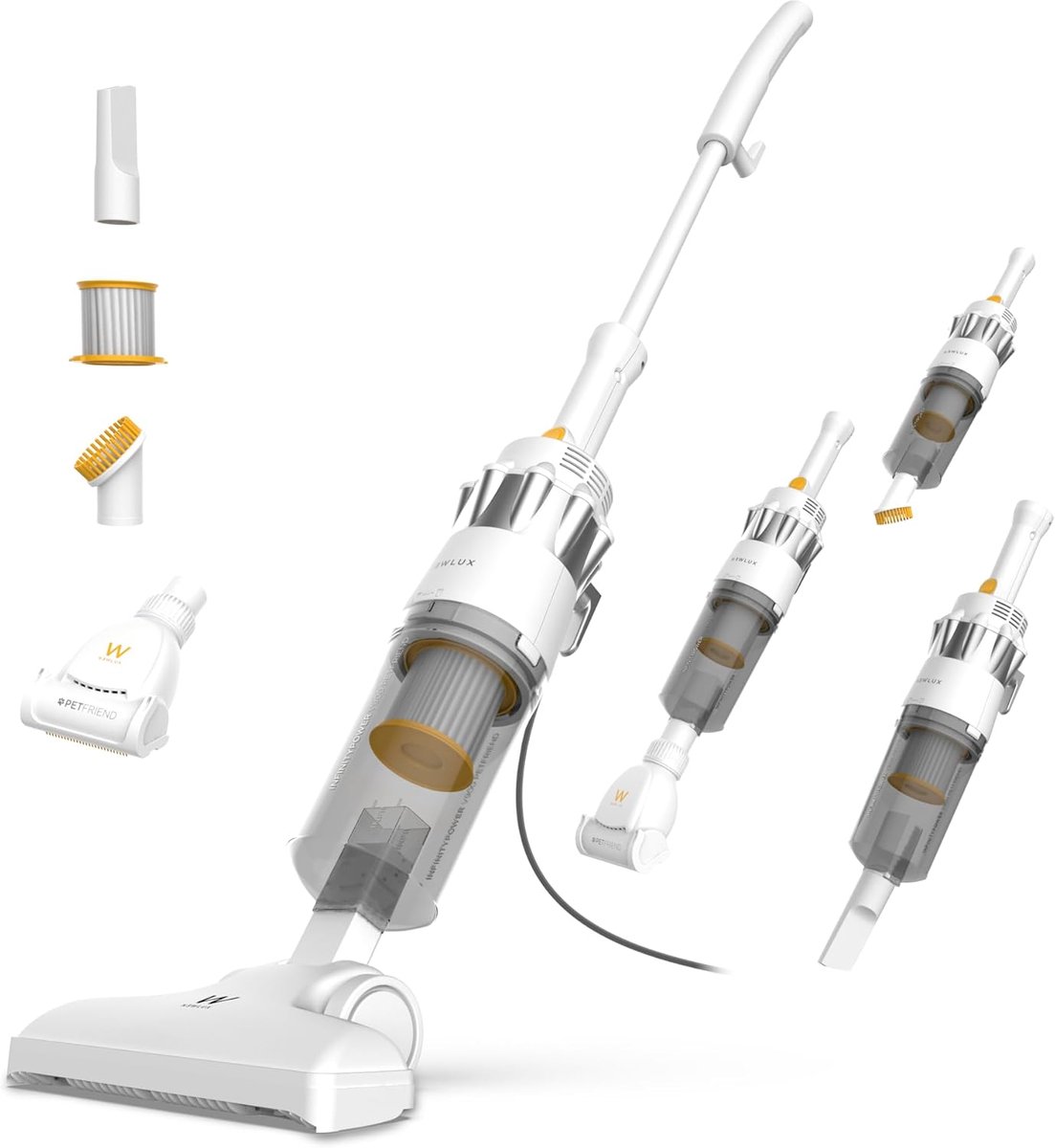 Krachtige 2-in-1 Stofzuiger met Kabel, Verticaal en Handzaam, HEPA Filtratie