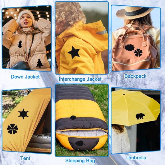 12 vellen zelfklevende donsjack patches - waterdichte nylon reparatiepleisters voor kleding en buitenartikelen — afbeelding 4