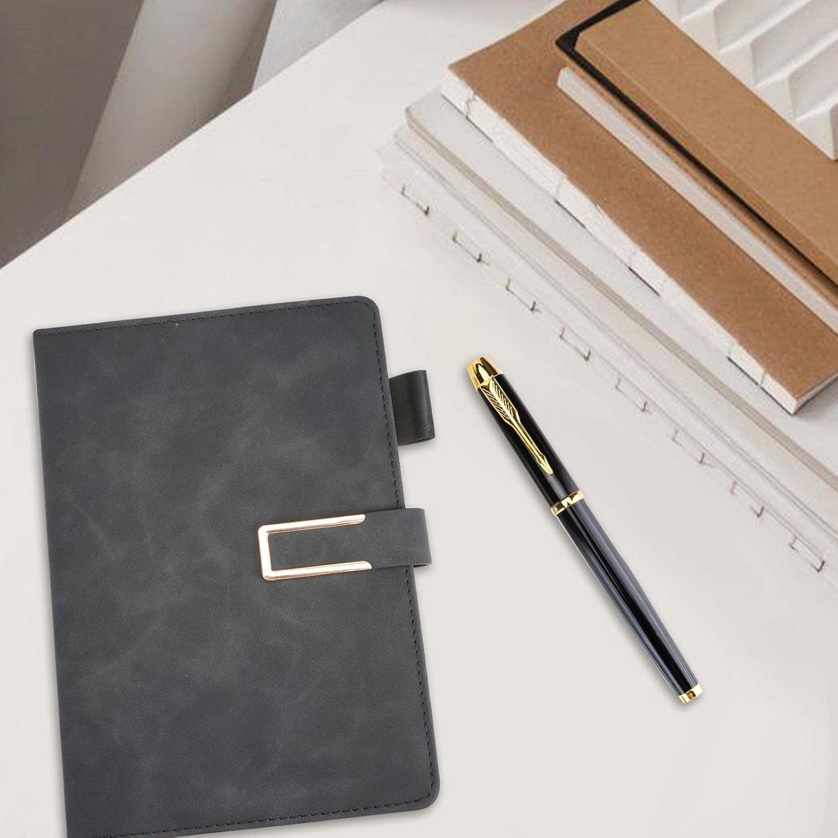 Luxe A5 Notitieboek Leer met Pen en Gesp - 240 Dikkke Pagina's voor Kantoor en School — cadeau in Kalenders & Planners - foto 4