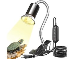 Warmtelamp E27 met Klem voor Reptielen en Amfibieën - Dimbare en Tijdgestuurde Verwarmingslamp voor Schildpadden en Hagedissen