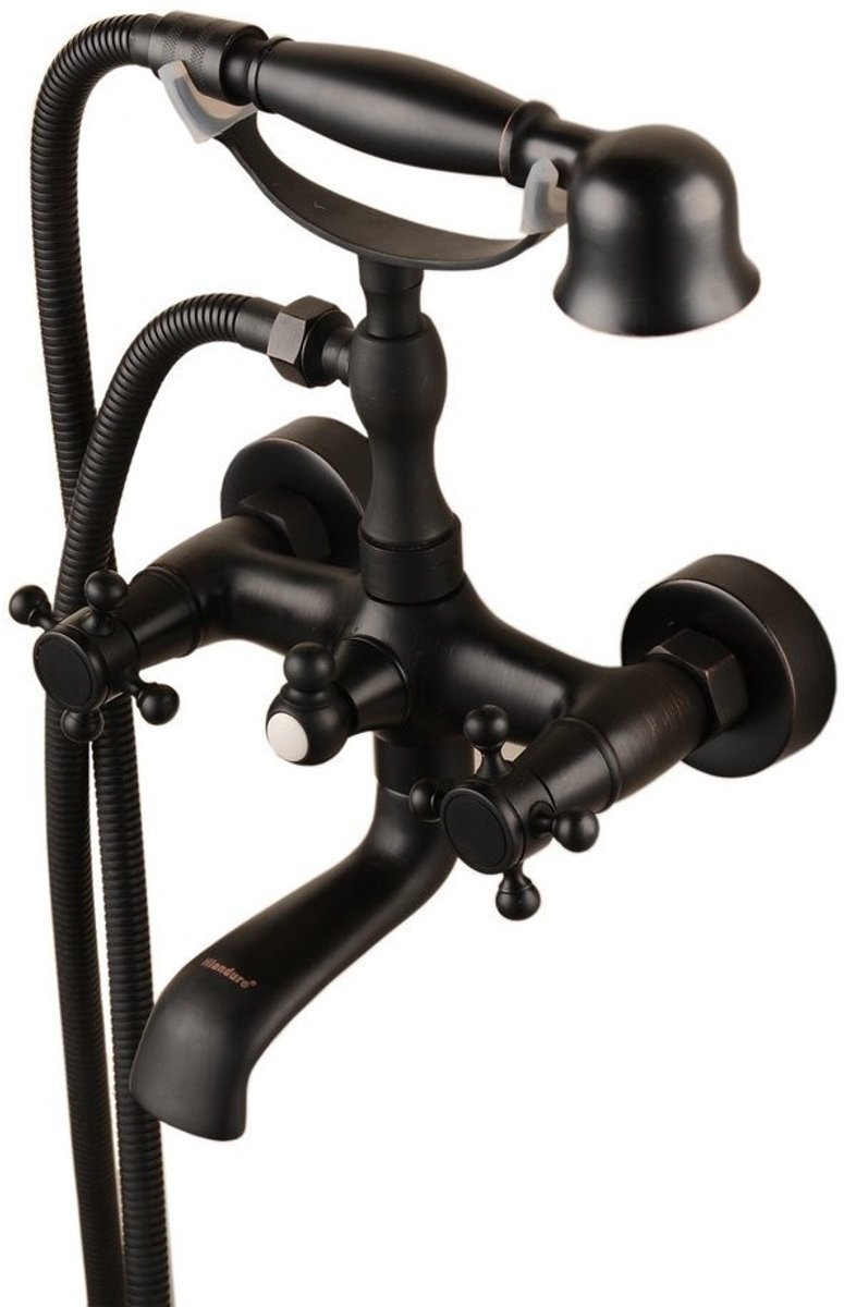 Cosensi- Badkamerkraan met Handdouche - Twee Handgrepen - Antiek - Messing - 140mm Hoogte - 2 GPM Stroomcapaciteit - Badkamermengkraan