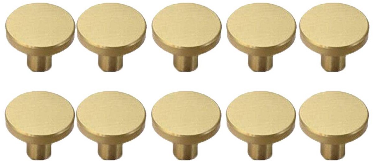Cosensi- Kastknop Gouden Geborsteld Messing - 10 Stuks - Handgreep - Deurknop - Meubelknop - Eenvoudig te installeren - Modern design - Deurgreep