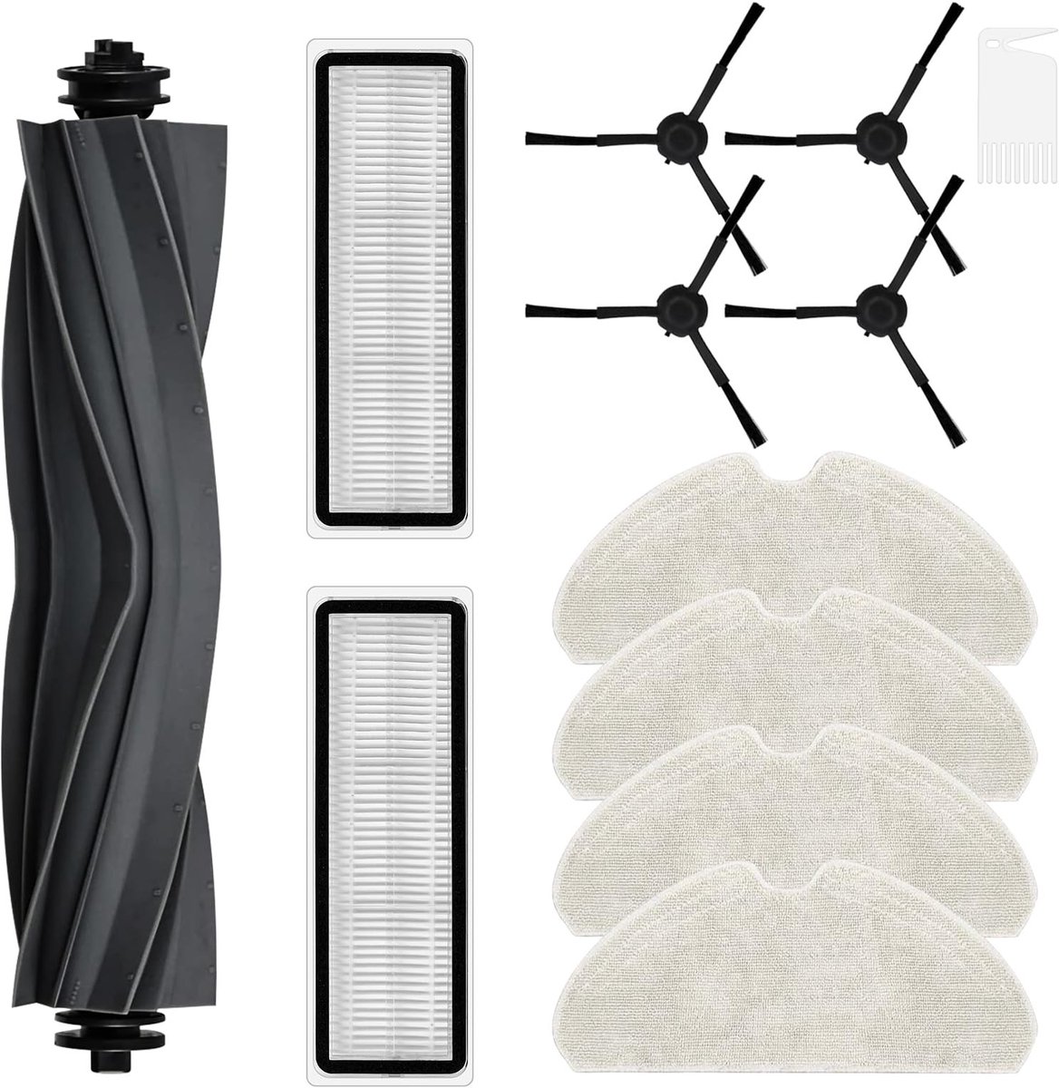Cosensi- Accessoireset voor robotstofzuiger - 1 Hoofdborstel - 4 Reinigingsdoeken - 2 HEPA-filters - 4 Zijborstels - 11 Stuks - Robotstofzuigeraccessoires