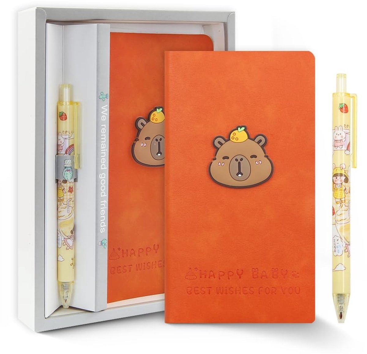 Cosensi- Briefpapier Set - Capibara Thema - Notitieboek/Journal - Memo Pads/Kladblok - Pen - Geschenkdoos voor Kinderen