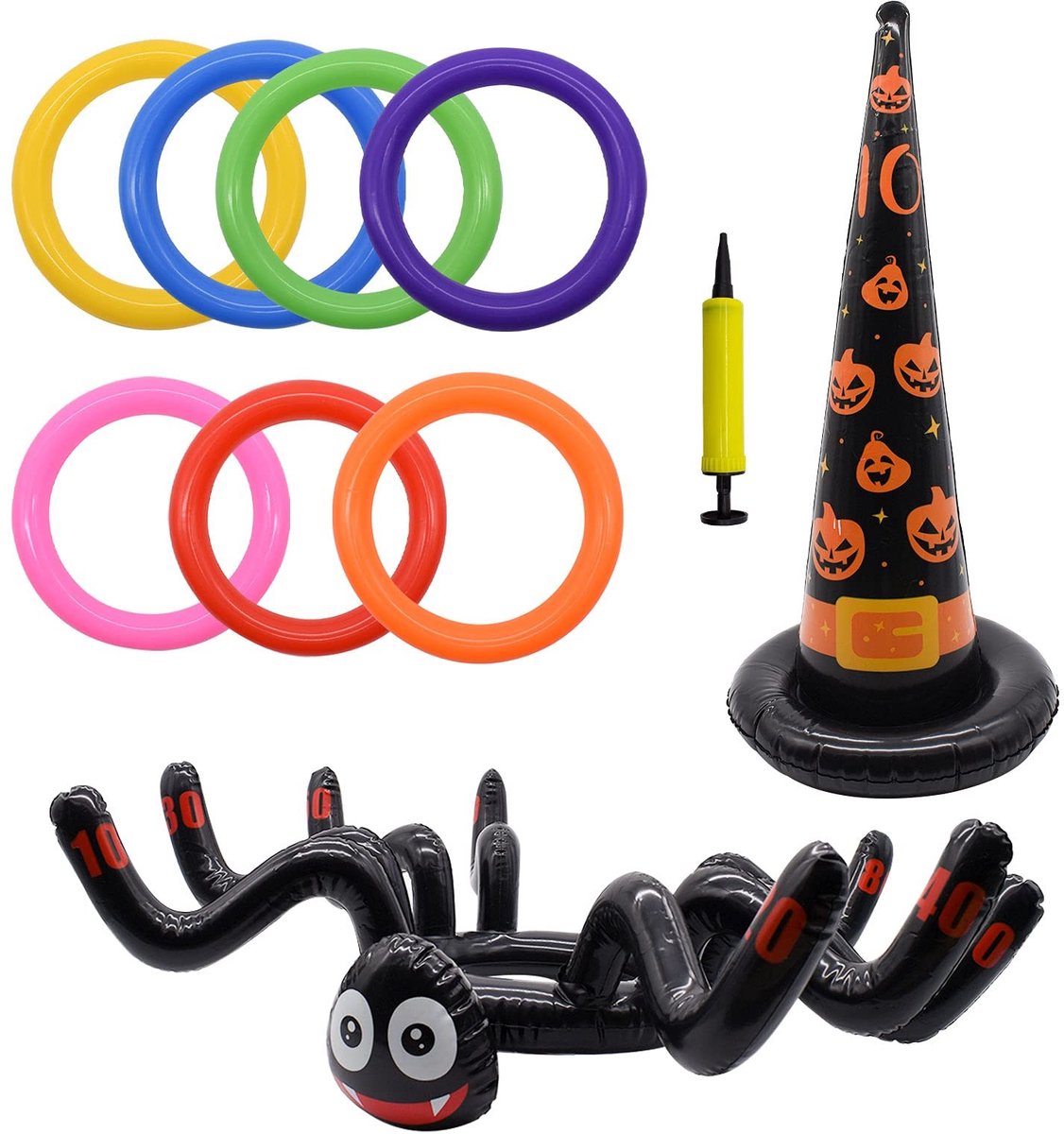 Cosensi- Ring Toss Game - Opblaasbare Heksen Hoed - Drankspel - Luchtpomp Inbegrepen - Halloween Thema - Gezellig Gezinsplezier - Ringwerpspel