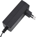Zwarte elektrische voedingsadapter met EU-stekker.