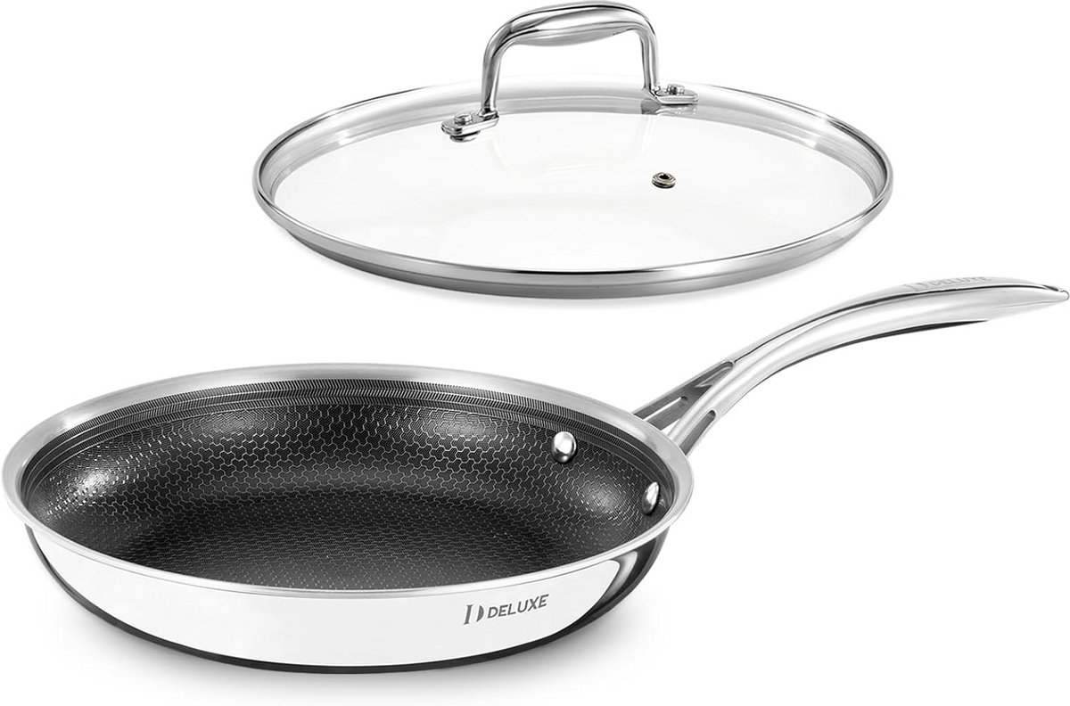 Luxe Hybride Keramische Koekenpan 25,5 cm met Deksel