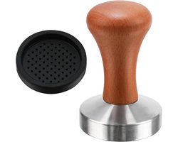 Professionele 58mm Espresso Tamper met Houten Handvat en Siliconen Mat - Perfect voor Barista en Koffieliefhebbers, Duurzaam en Ergonomisch Ontwerp