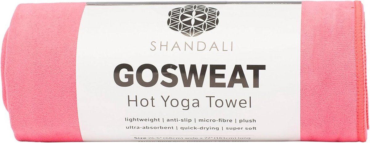Hot Yoga Shandali GoSweat Microfiber Handdoek in Super Absorberende Premium Limonade Roze Suede voor Bikram, Gym en Outdoor Sports. 16 x 26 inch.