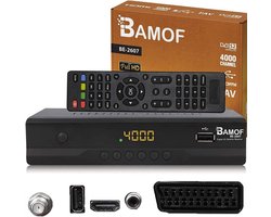 Bamof BE-2607 Digitale Satellietontvanger - Full HD 1080p, HDMI, SCART, 2x USB, 60GB HD, DVB-S/S2, Vooraf Geconfigureerd voor Astra Hotbird Tursat - Energieklasse A+++