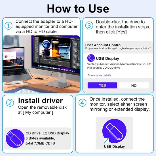 USB 3.0 naar HDMI Adapter voor Externe Monitor — afbeelding 5