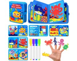 Montessori Felt Book Quiet Book Busy Board from 1 2 3 Years Ocean Theme Motor Skills Toy Sensory Activity Book with 10 Pages Play Travel Toy Airplane Car Gift for