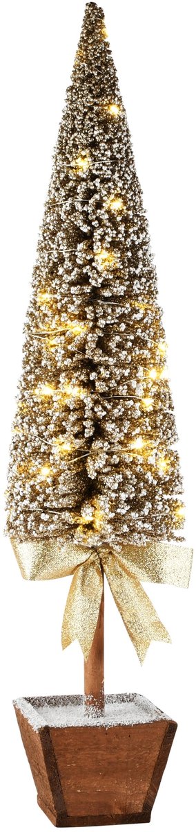 Dekoratief | Deco boom m/strik op voet, goud, pvc, LED, 17x17x75cm | A265305