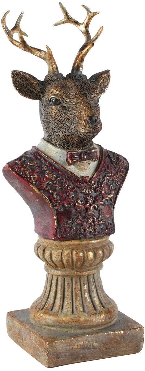 Dekoratief | Buste hert, bordeau/brons, resina, 10x8x25cm | A265420