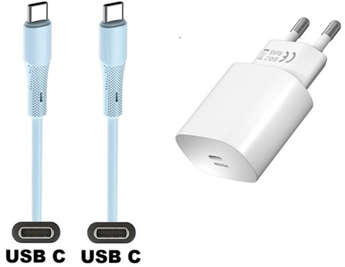 25W super snellader + 1,0m USB C naar C kabel. Universele PD lader. Oplader adapter past op Samsung Galaxy A34, A54, A24, A14, A05, F04, F34, F54, A15, A25, A35, F15, M14, M04, M34, M21, M30, M40, M54