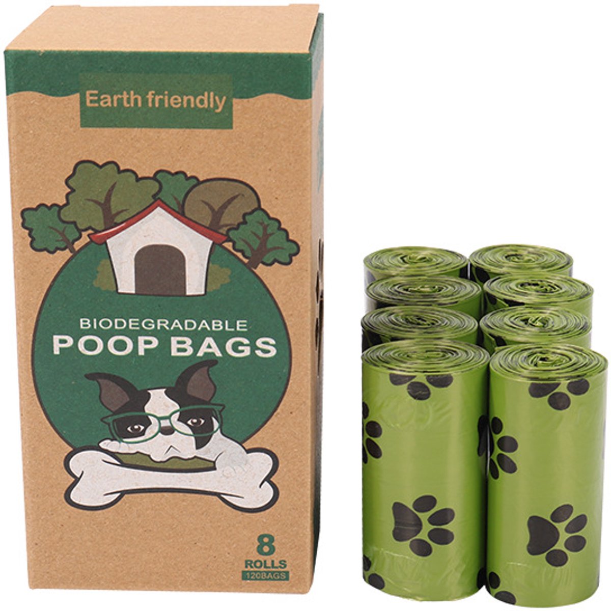 EcoPaws Biologisch Afbreekbare Hondenpoepzakjes – 120 Stuks (8 Rollen) – Extra Sterk & Lekvrij