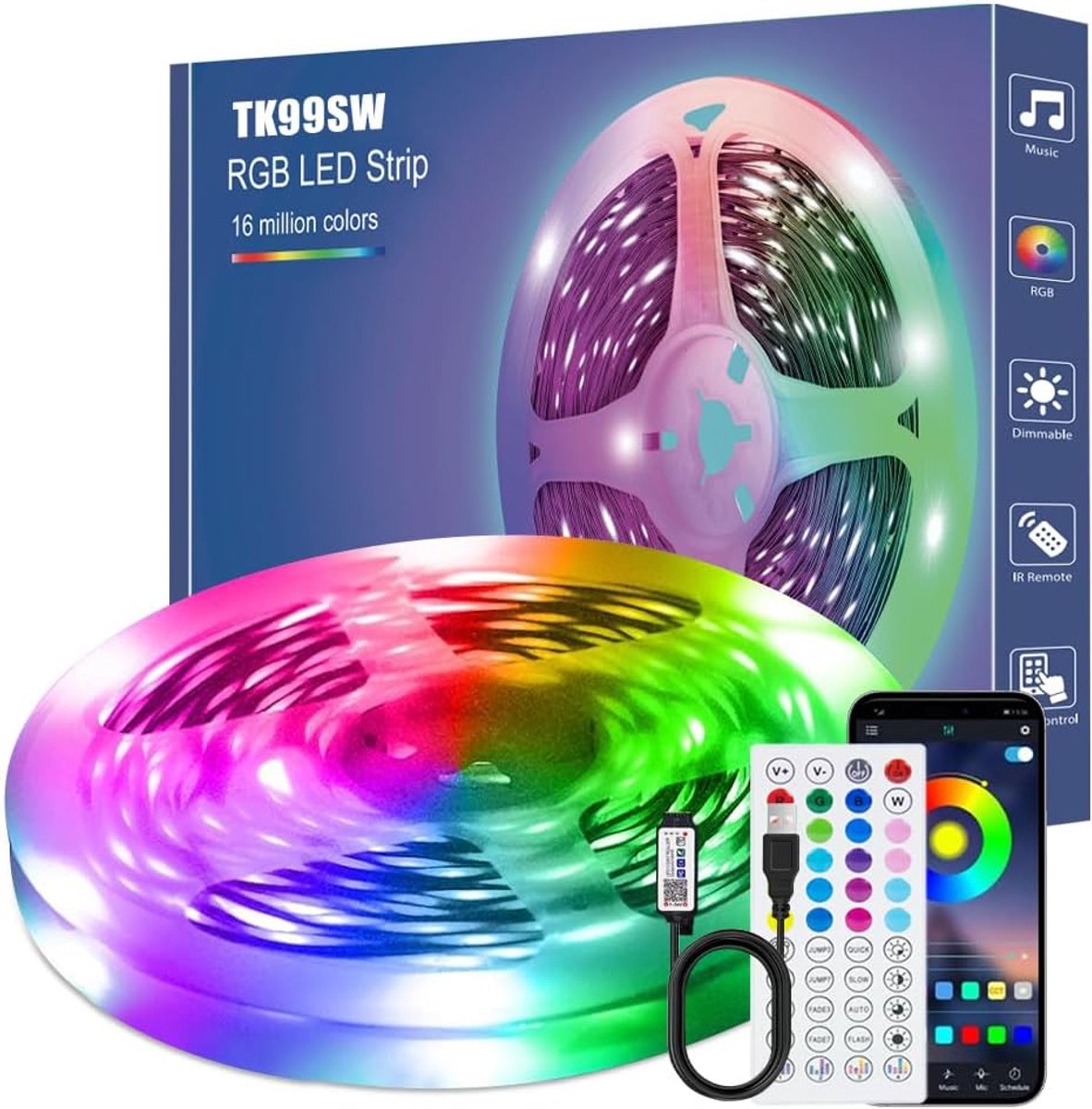 Slimme RGB LED Strip 7 Meter met Muziek Synchronisatie en App Bediening