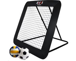 HitIt SPORTS® Rebounder Voetbal - Voetbal Trainingsmateriaal 124x124cm - Mini Trampoline Kinderen & Volwassenen - Inklapbaar - Volleybal Korfbal Handbal Hockey - 8 Verstelbare Standen - Incl. E-book