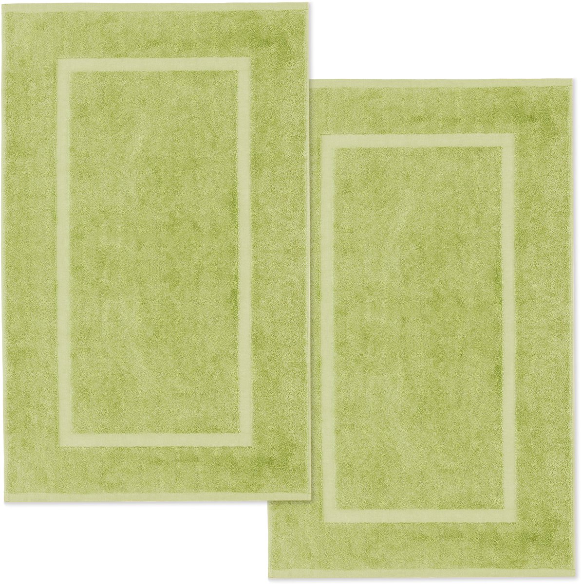 Lavea® Set van 2 badmatten 50x80 cm, zacht en absorberend – 100% katoen, wasbare badkamermatten – ideaal als douche- of badmat – Lindegroen