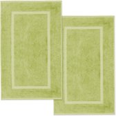 Lavea® Set van 2 badmatten 50x80 cm, zacht en absorberend – 100% katoen, wasbare badkamermatten – ideaal als douche- of badmat – Lindegroen