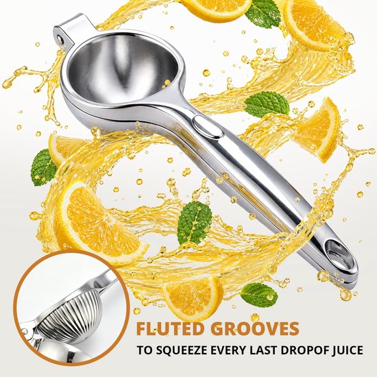 Citruspers - Citroenpers handmatig - Handmatige Fruitpers - Metaal - Hand Juicer Lemon Squeezer - Manual Citrus Juicer with Accessories - Heavy Duty for Kitchen, Bar, Restaurant - Dishwasher Safe — afbeelding 3