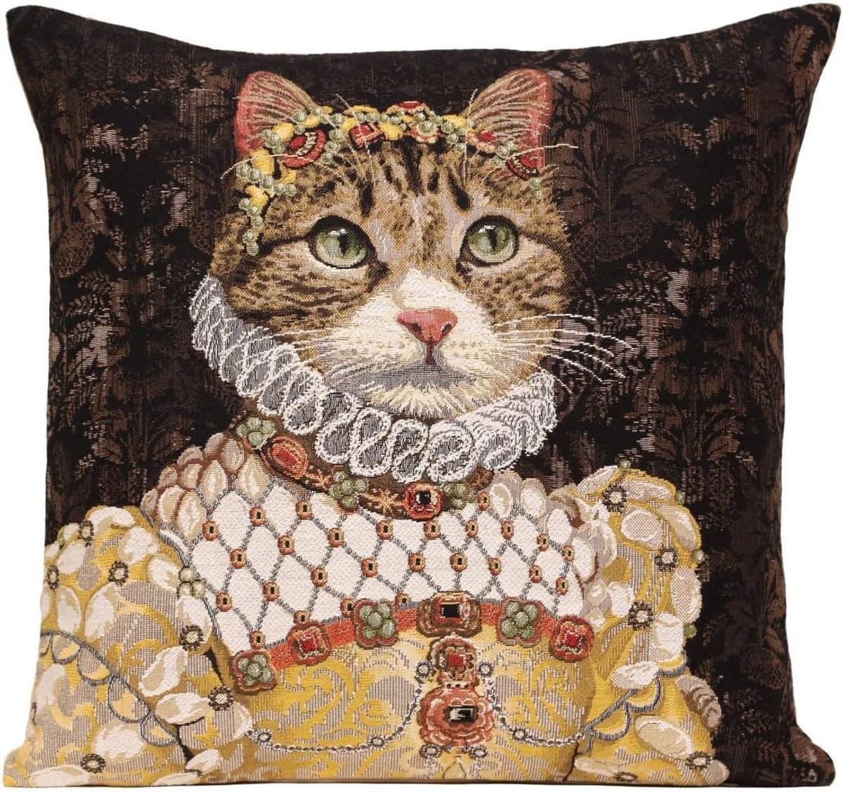 Decoratieve Kussensloop 45x45 cm - Gobelin Kussenhoes met Kattenportret