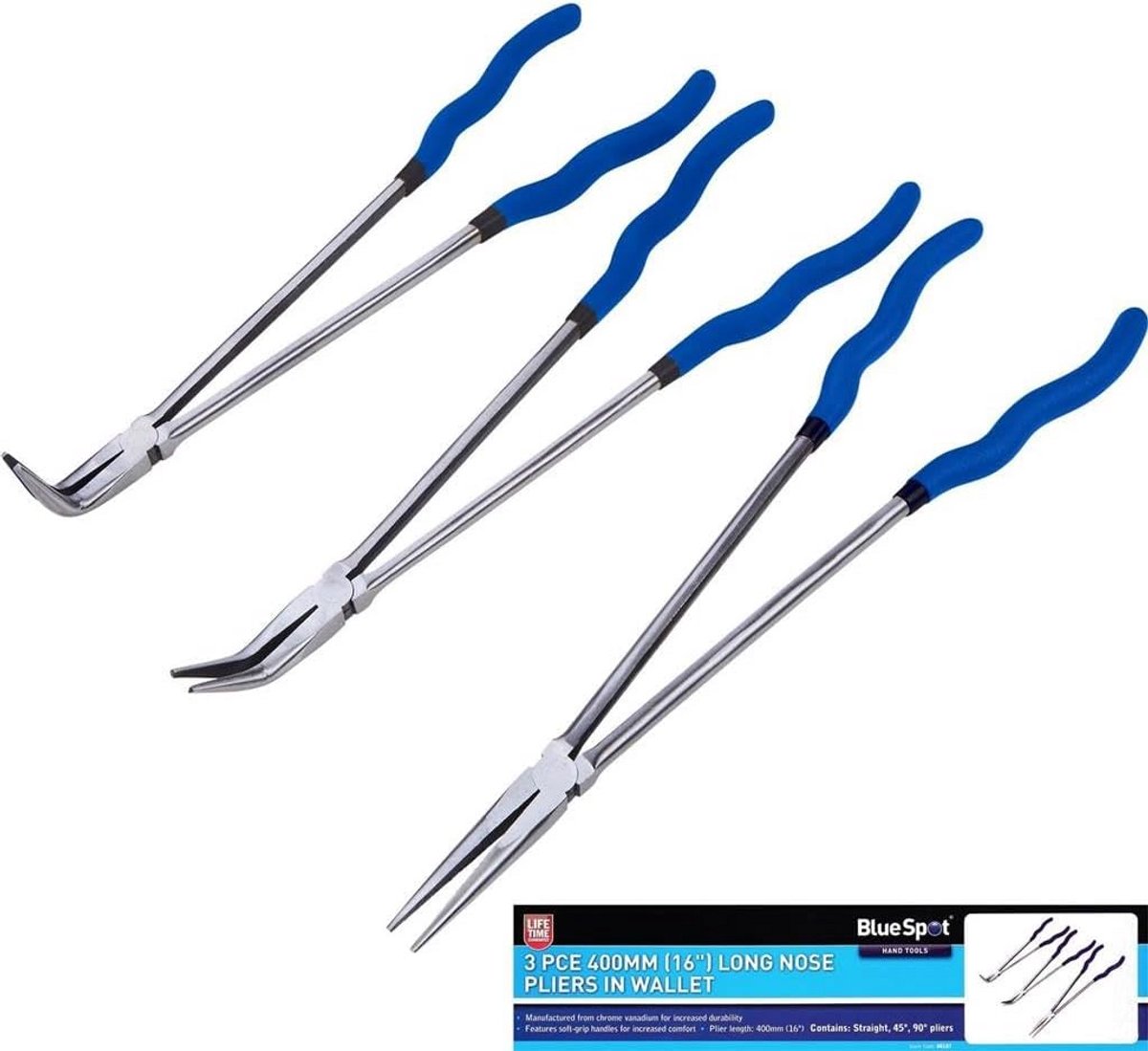 Set van 3 Stuks Lange Bekken Tangen 400mm in Etui