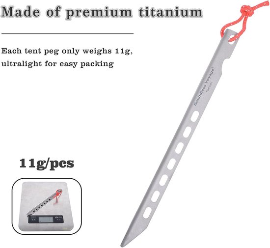 Titanium haringen ultralicht voor camping tenten - 6/8/12 stuks Tent pegs — afbeelding 5