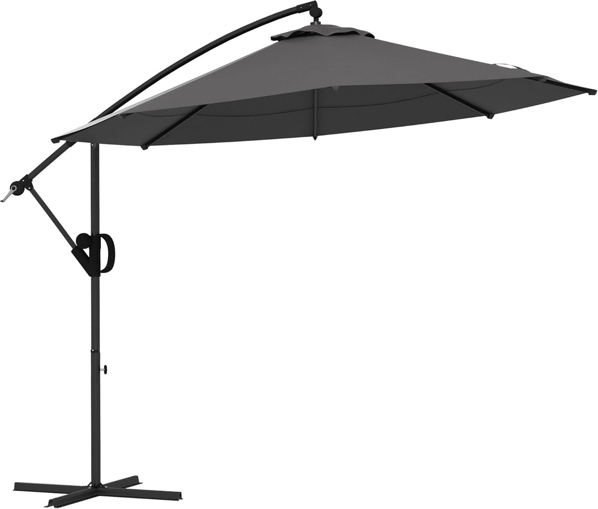 Grote Ø293 cm Zweefparasol Tuinparasol met Kruk en Kantelfunctie Grijs