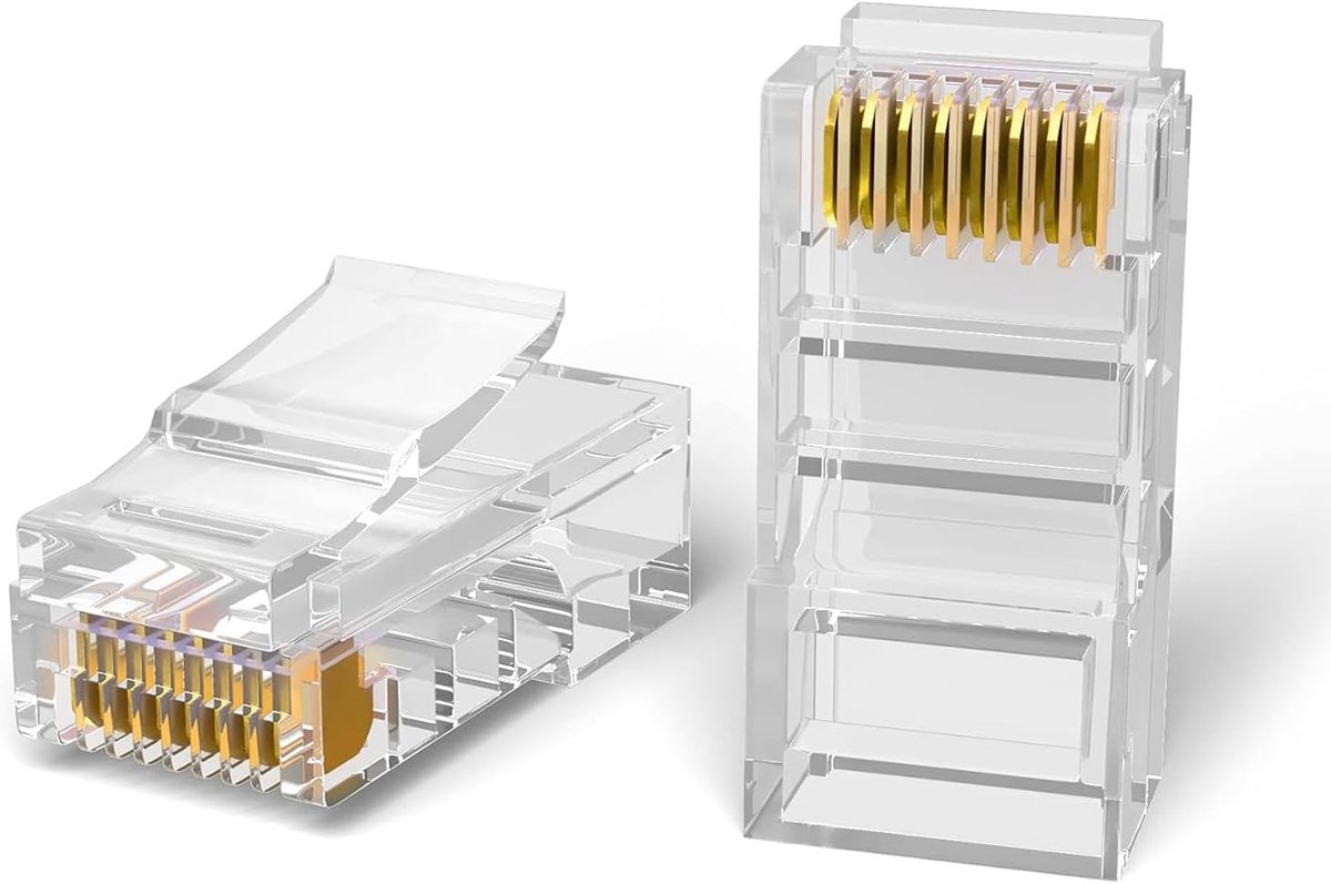 10x RJ45 Netwerkstekkers CAT5/CAT6 Connectoren Wit - Geschikt voor Ethernetkabels