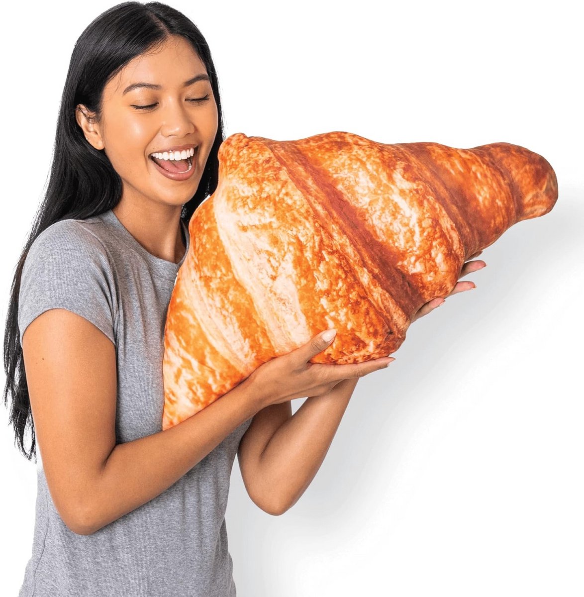 Groot 3D Croissant Sierkussen - Pluche en Comfortabel Brood Kussen voor Decoratie