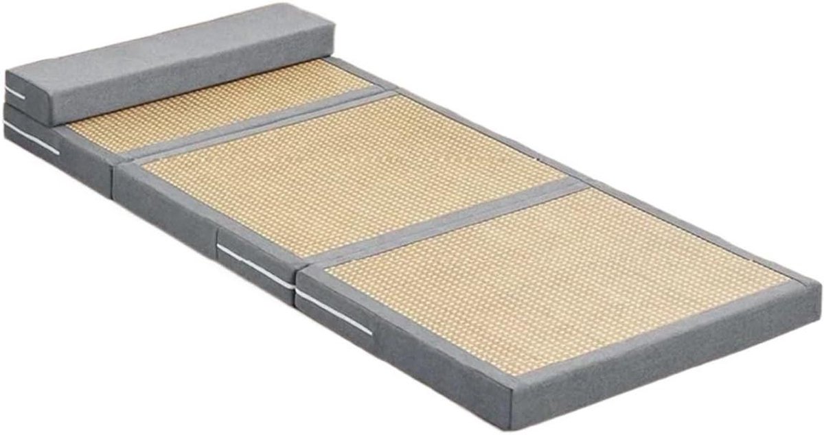 Opvouwbare Matras - Slaapmat Spons - Comfortabel Slapen - Ademend Riet - 80x200cm - Grijs