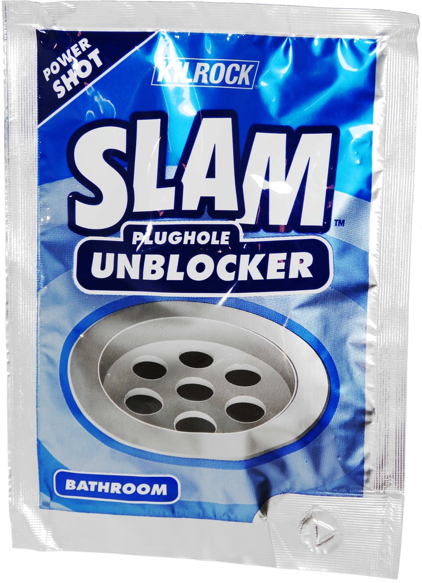 Kilrock SLAM ontstopper voor badkamer afvoerputje - 1 zakje a 80g - gootsteenontstopper - douche gootsteen afvoer - drain cleaner powder - unblocker granules