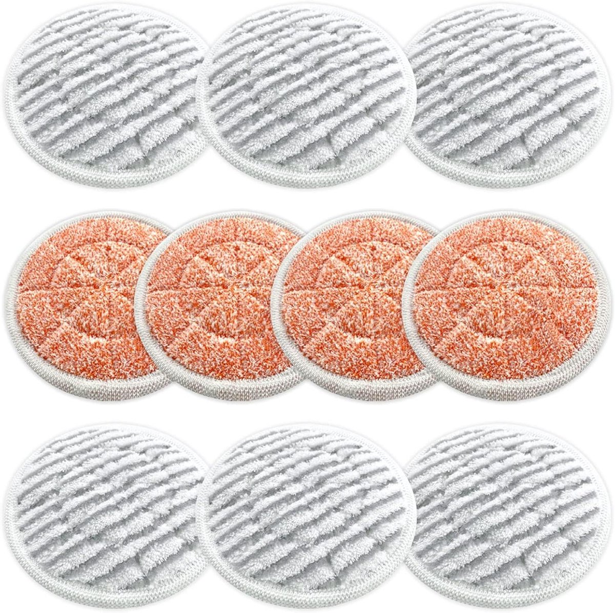 Stoommop Pads - Vervangende Pads - Grondig Reinigen - Krachtige Schrobfunctie - 10 Stuks - Oranje/Wit