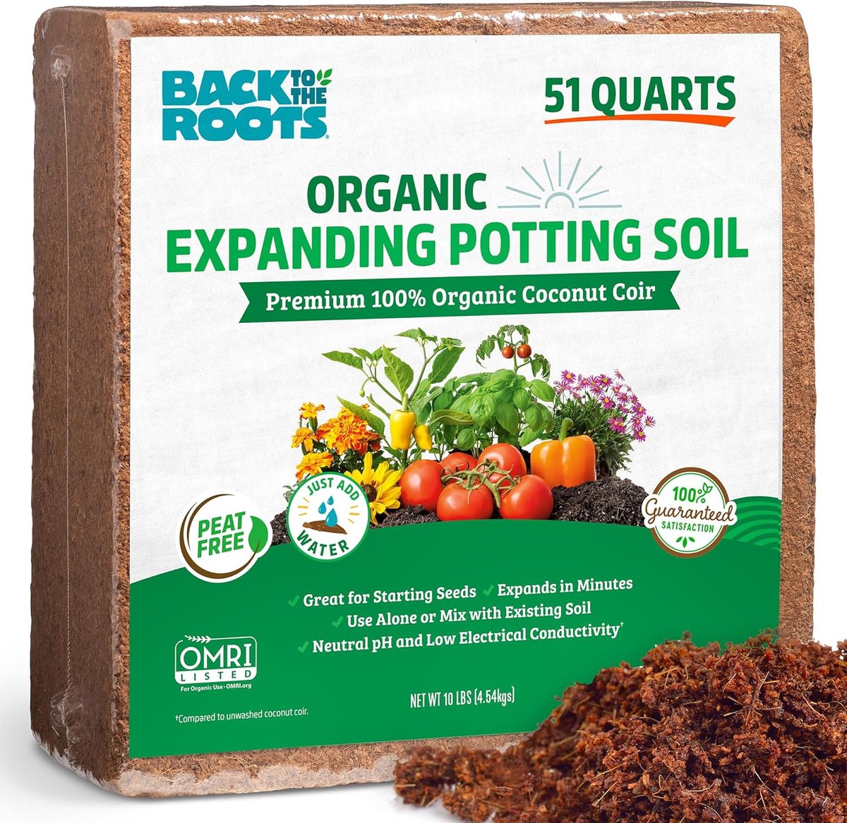 Biologische Kokosvezel Potgrond voor Binnen en Buiten - pH Gebalanceerd 15 Gallon Volume