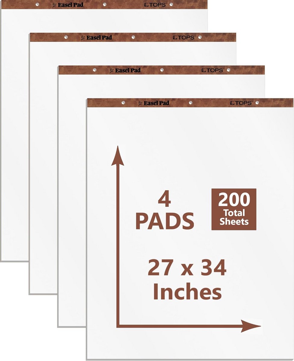 Standaard Ezel Pads - Papier Blokken - Presentaties Maken - 3-gaats Geperforeerd - 27 x 34 Inch - Wit
