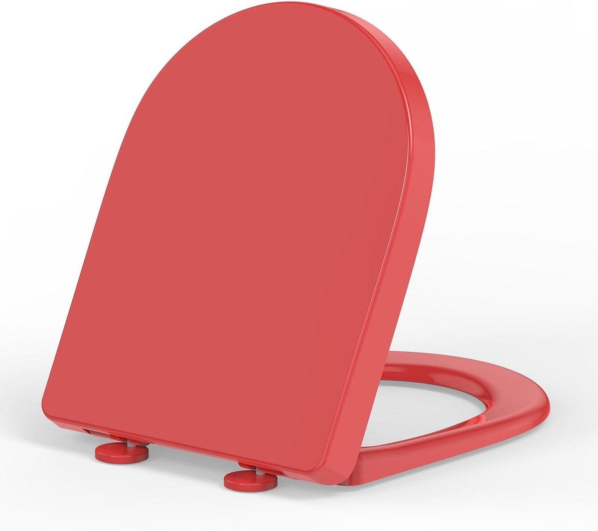 Toiletdeksel D-vorm - WC-bril Softclose - Hygiënisch Reinigen - Eenvoudige Montage - 44.6 x 36.1 cm - Rood