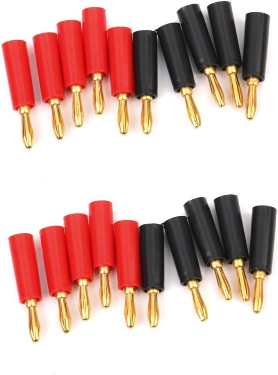 Banaanstekkers - Luidspreker Connectoren - Audio Verbindingen - Dubbele Schroefsluiting - 4 mm - Zwart en Rood