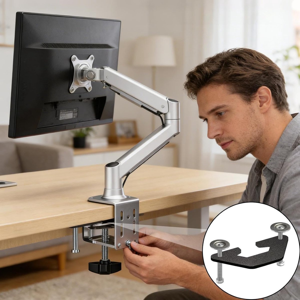 Monitor Beugel Plaat - Schermklem Base - 0.4-3.9 Inch Dikte thumbnail 2