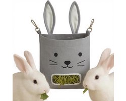 Hooi Dispenser - Voerstation Knaagdier - Netjes Voeren - Ruime Opslag - 30x20x1 cm - Grijs