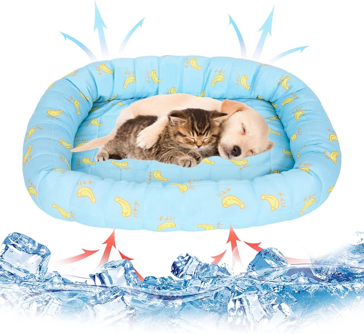 Koelmat-koelmat hond-hondenkennel-Koelend hondenmatras - Zelfkoelende huisdiermat voor de zomer - IJszijden hondenmatras - Kattenmatras - Blauw - 45 x 40 cm - S