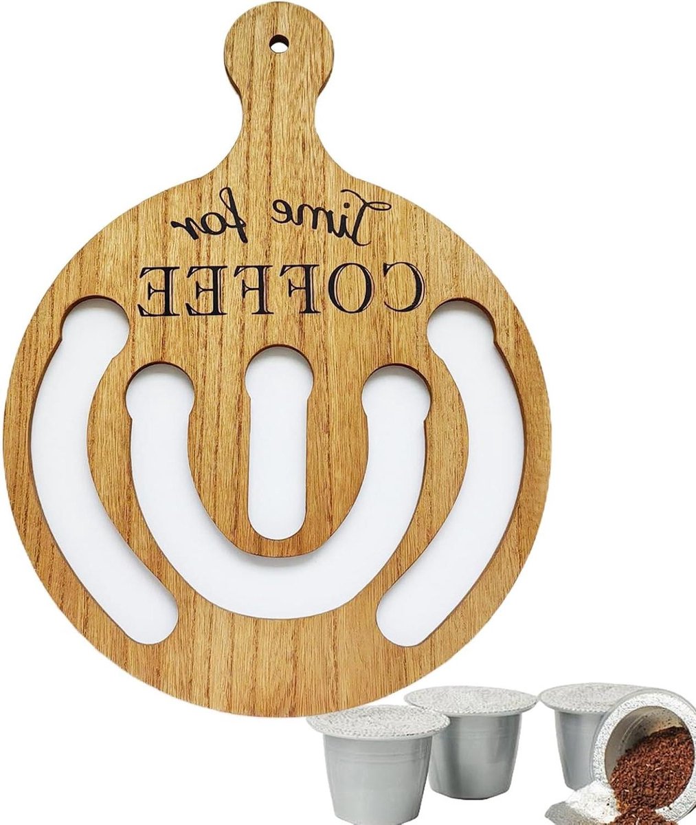 Koffiepadhouder - Houten Opberger - Keuken Organiseren - Wandmontage - 40x30cm - Houtkleur