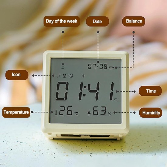 Kinderwekker - Digitale Klok - Ochtendroutine Ondersteuning - Kindvriendelijk Ontwerp - 10 cm - Wit — afbeelding 3