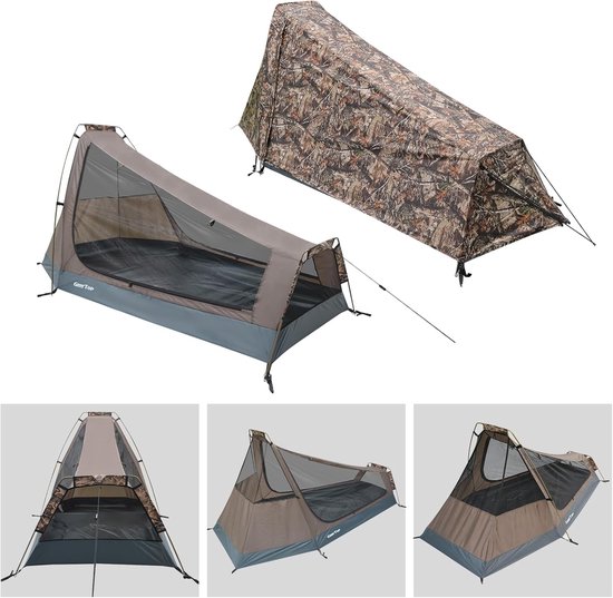Kampeertent - Trekkerstent Bivakzak - Outdoor Kamperen - Lichtgewicht 1 Persoons - 245 x 120 x 110 cm - Bladgroen — afbeelding 4